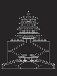 颐和园佛香阁建筑矢量图片