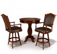 餐桌组合17餐馆餐厅桌椅组合3DMAX模型素材带材质