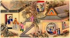 古代人物中国古代建筑人物画