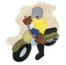 绣花 驾驶员 交通工具 摩托车 免费素材