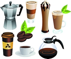咖啡杯咖啡用具矢量素材