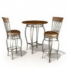 餐桌组合2餐馆餐厅桌椅组合3DMAX模型素材带材质