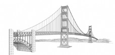 桥梁线稿图片