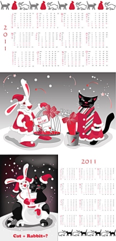 2011卡通兔子日历素材二