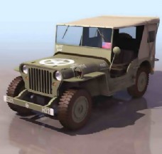 3D车模军用吉普车卡车3D兵器模型带材质免费下载1