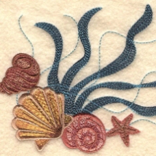 绣花 动物 海螺 海贝 海草 免费素材