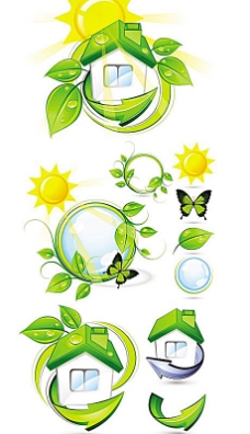绿色环保自然元素矢量素材