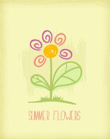 黄色背景花与花的背景说明的涂鸦