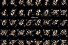 嵌入钻石的英文字母 阿拉伯数字和符号矢量素材图片