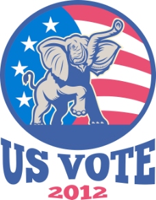 共和党的大象吉祥物美国国旗