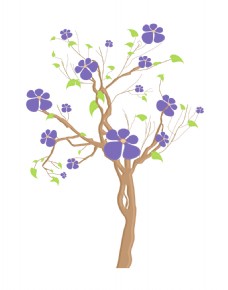 紫色的花朵的树枝
