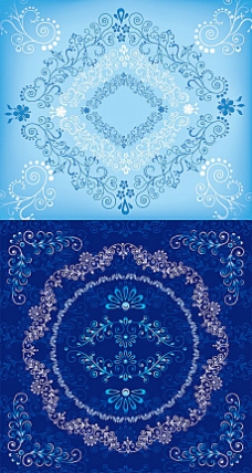 PSD花纹背景55款古典蓝色花纹装饰背景矢量素材