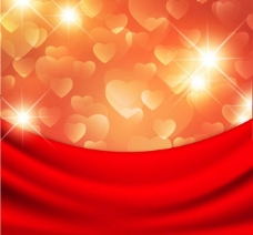潮流素材动感爱心红绸情人节背景图片