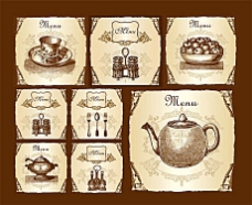 咖啡杯欧式古典菜单模板矢量素材