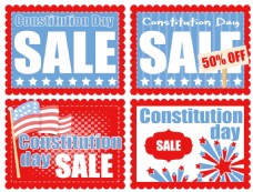 销售的旗帜和优惠券宪法日矢量插画