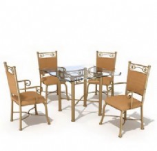 餐桌组合44餐馆餐厅桌椅组合3DMAX模型素材带材质