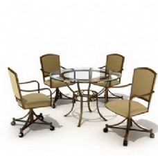 餐桌组合50餐馆餐厅桌椅组合3DMAX模型素材带材质