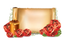 红玫瑰 欧式卷轴纸张图片