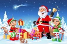 圣诞节卡通快乐儿童圣诞老人圣诞背景图片