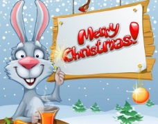 潮流素材卡通兔子圣诞背景图片
