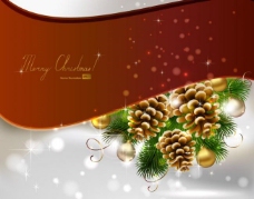 咖啡松树枝松子圣诞背景图片