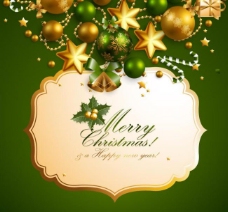 绿色圣诞背景金色边框图片