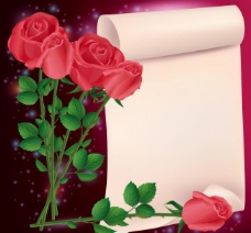 空白纸张玫瑰花卡图片