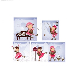 专辑Ⅰ雪人圣诞主题韩国iclickart四季可爱女孩专辑图片