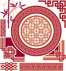 古典矢量花纹中国古典窗边花纹矢量图案合集