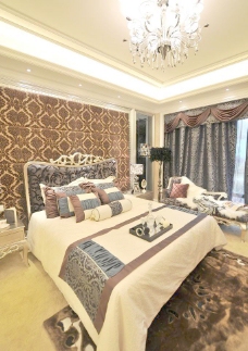 五星级酒店欧式精装样板房卧室图片