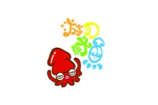 卡通文字鱿鱼logo图片