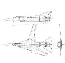 米格23战斗机线稿图片