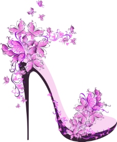可爱粉色蝴蝶矢量高跟鞋