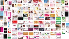健康女性百款柔美女性美容健康行业名片模板