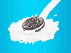 新品上市展板奥利奥饼干牛奶花图片