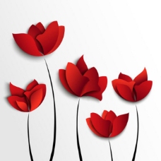 红色花朵-矢量素材